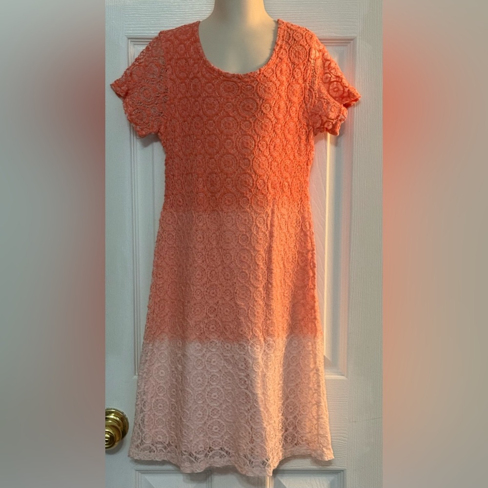 Mignone Orange Ombré Crochet Overlay Dress Sz 10/12